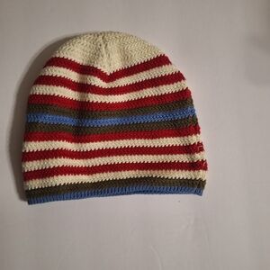 Pre-Owned Striped hat Cream,Red and Blue